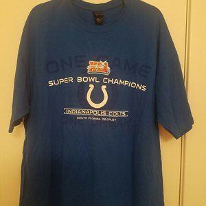 Super Bowl XLI Champions Indianapolis Colts Champs Blue T Shirt Men's 2XL